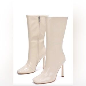 Cape Robbin White Patent Leather Mid Calf Ankle Boot